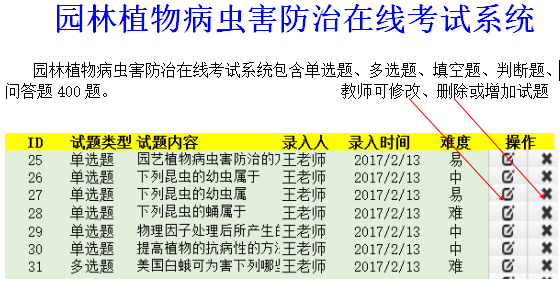 园林园林植物病虫害防治在线考试系统